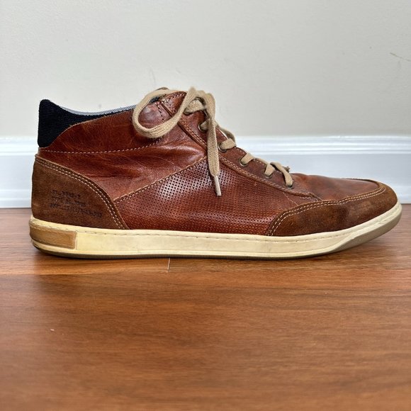 Bull Boxer Laytone Sneakers Men 13 Brown Leather Mid Top Lace Up Chukka Shoes - Picture 3 of 11